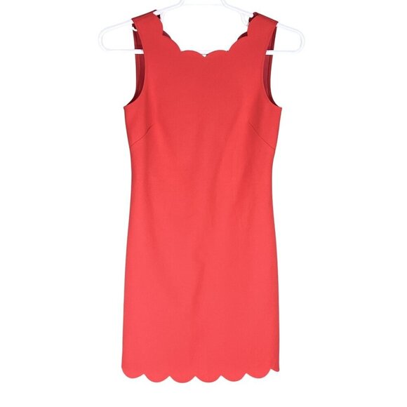 J Crew Womens 2 Coral Scallop Sleeveless Shift Dress Side Zip Timeless Career - Picture 4 of 14
